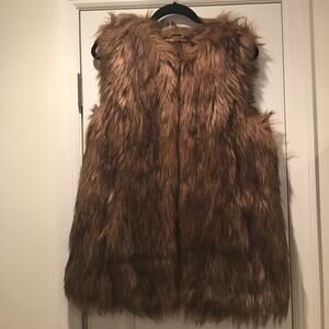 Forever 21 Brown Faux Fur Vest - size large